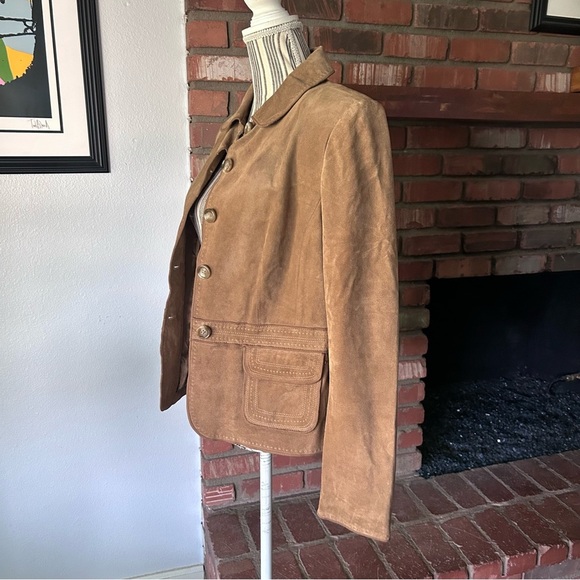 VTG Ann Taylor Y2K Suede Button Down Jacket in Tan Sz M - Picture 4 of 10